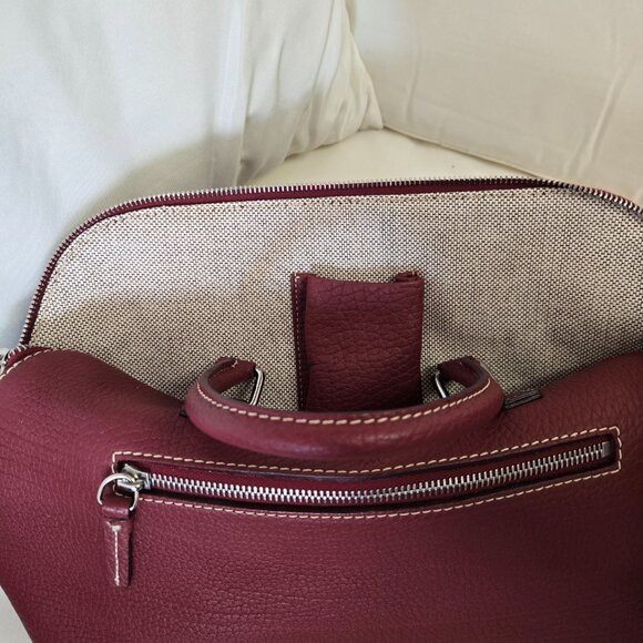 Dooney & Bourke Pebble Grain Zip Zip Satchel Burgundy Wine Leather Crossbody Sho - Picture 2 of 8
